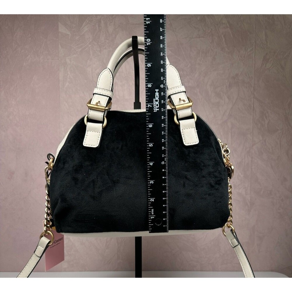 Juicy Couture The Key to Juicy Black Velour Dome Satchel Crossbody Purse - Picture 3 of 14